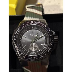 Invicta Aviator Quartz Black Dial Men's Watch 49320 Camo Silicone Band